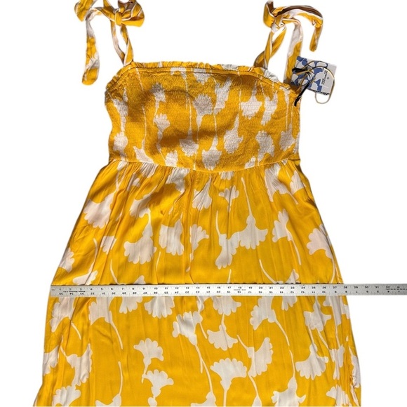 DIANE VON FURSTENBERG Yellow & White Ginkgo Flowy Sundress Tie Straps Pocket XXL - Picture 6 of 10